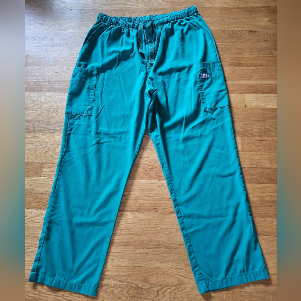 Cherokee Workwear 7-Pocket Cargo Hunter Green Zip Fly Scrubs Pants Men's Large